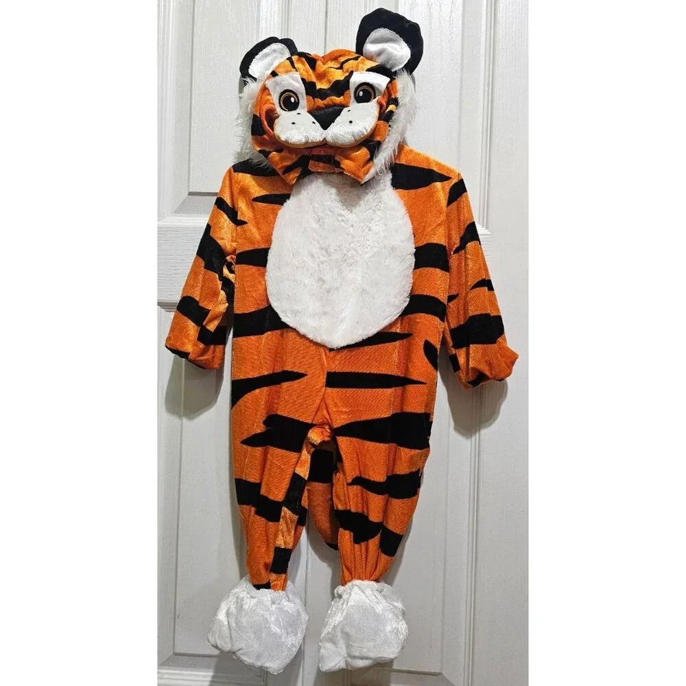 Tiny Tiger Baby Costume 6-12 Months Halloween Safari Jungle Animal Booties Hood
